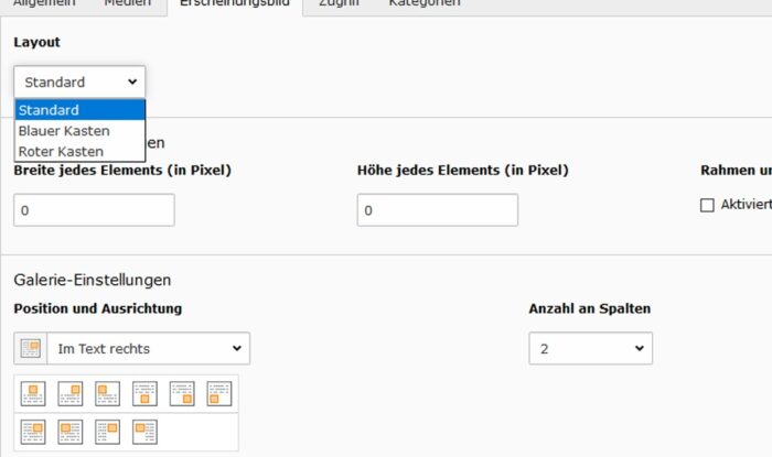 Layout Dropdown bei fluid_styled_content nutzen