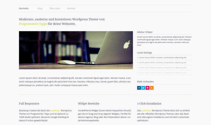 Ein kostenloses Wordpress Template von Programmier Tipps.